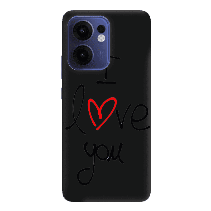 Oppo Reno 13 F i love you Black Colored Silicone TPU Θήκη